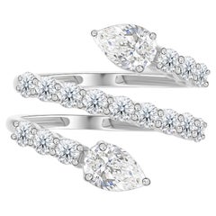 Handcrafted 2.14ct SI Clarity Natural Diamond Wrap Ring 18K White Gold