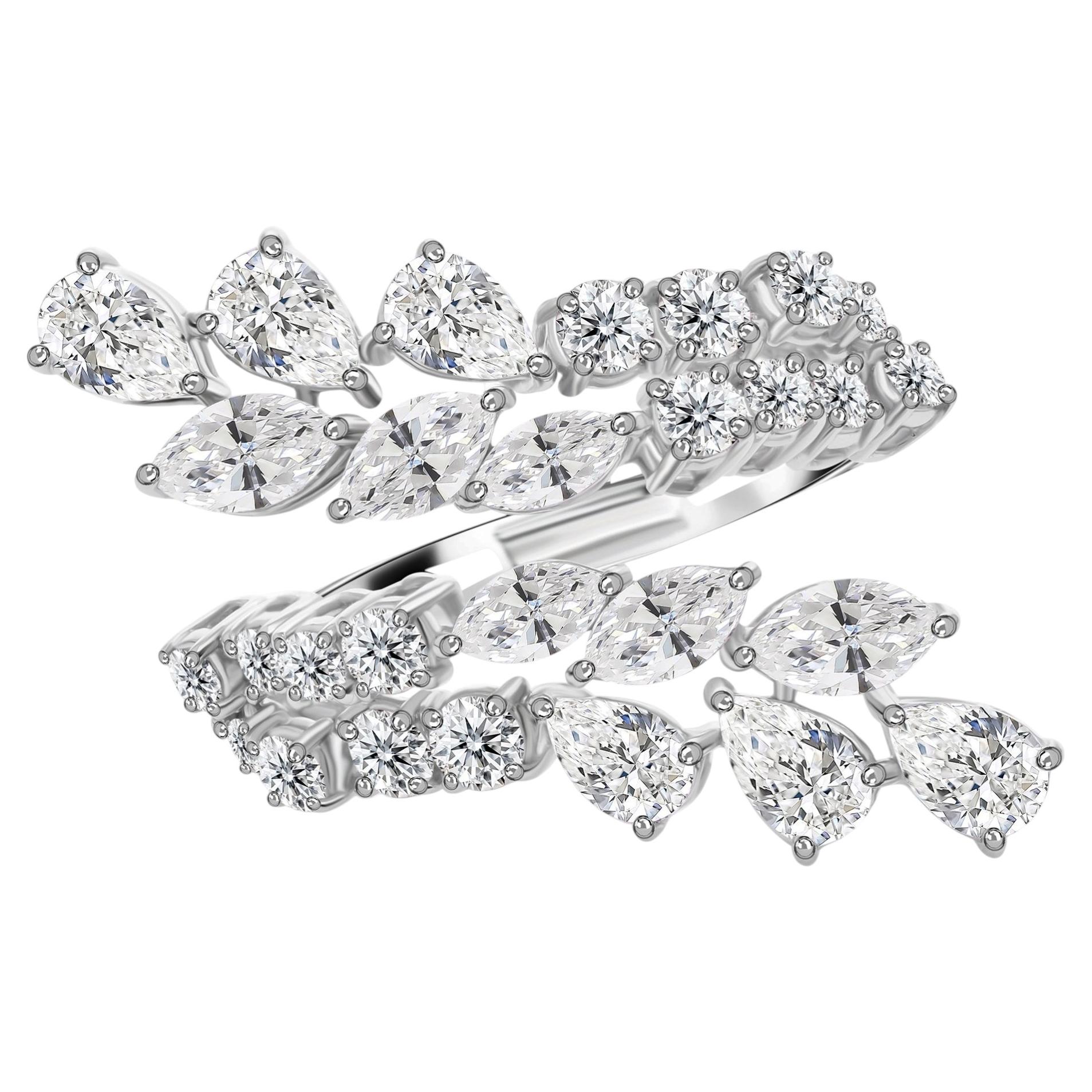 Cocktailring mit einem Marquise-Diamanten von 2,60 Karat, Reinheit SI, Farbe HI, aus 18-karätigem Weißgold