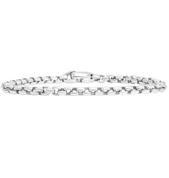 Handmade 18K White Gold Box Link Bracelet
