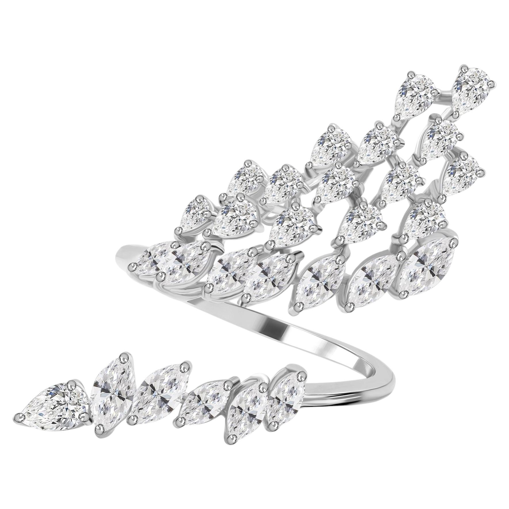 1.96 Carat SI/H Marquise Diamond Wrap Ring Handmade Jewelry 18K White Gold