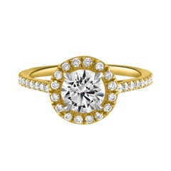 Handmade 18k Yellow Gold & 0.90ct GIA Certified Diamond Surround Engagement Ring