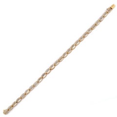 Handgefertigtes Tennisarmband aus 18 Karat Gelbgold mit Cabochon und Regenbogen-Mondstein, Geschenk für Mutter