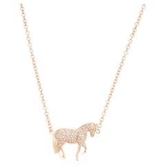 Handmade 18kt Gold Diamonds Horse Pendant Necklace by Ubaldi Equestrian Jewelry