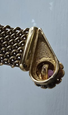 Handgefertigtes 18Kt Gold Vintage-Armband mit Steinen Italien, 1980er