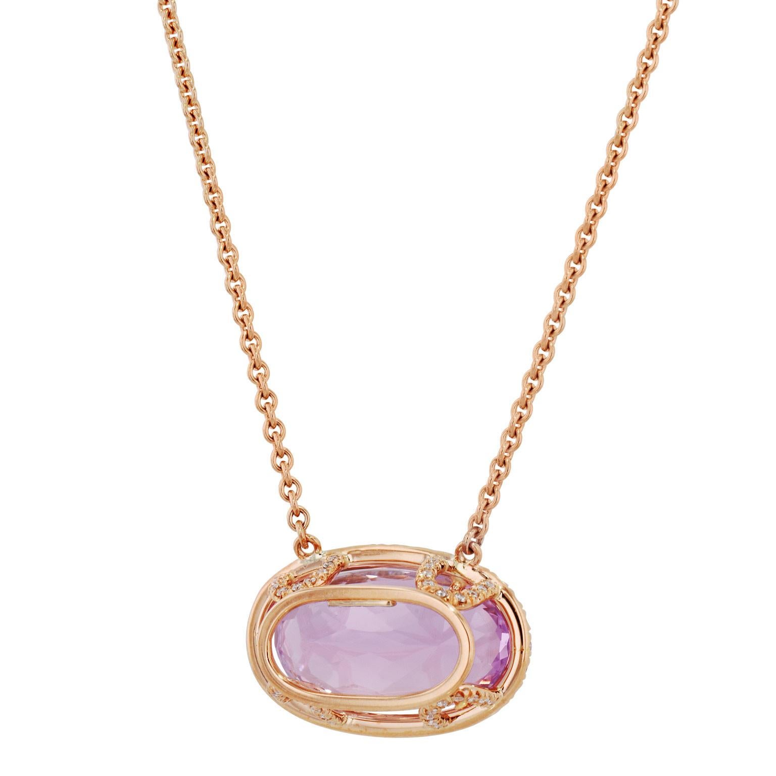 Modern Handmade 18 Karat Rose Kunzite Pendant