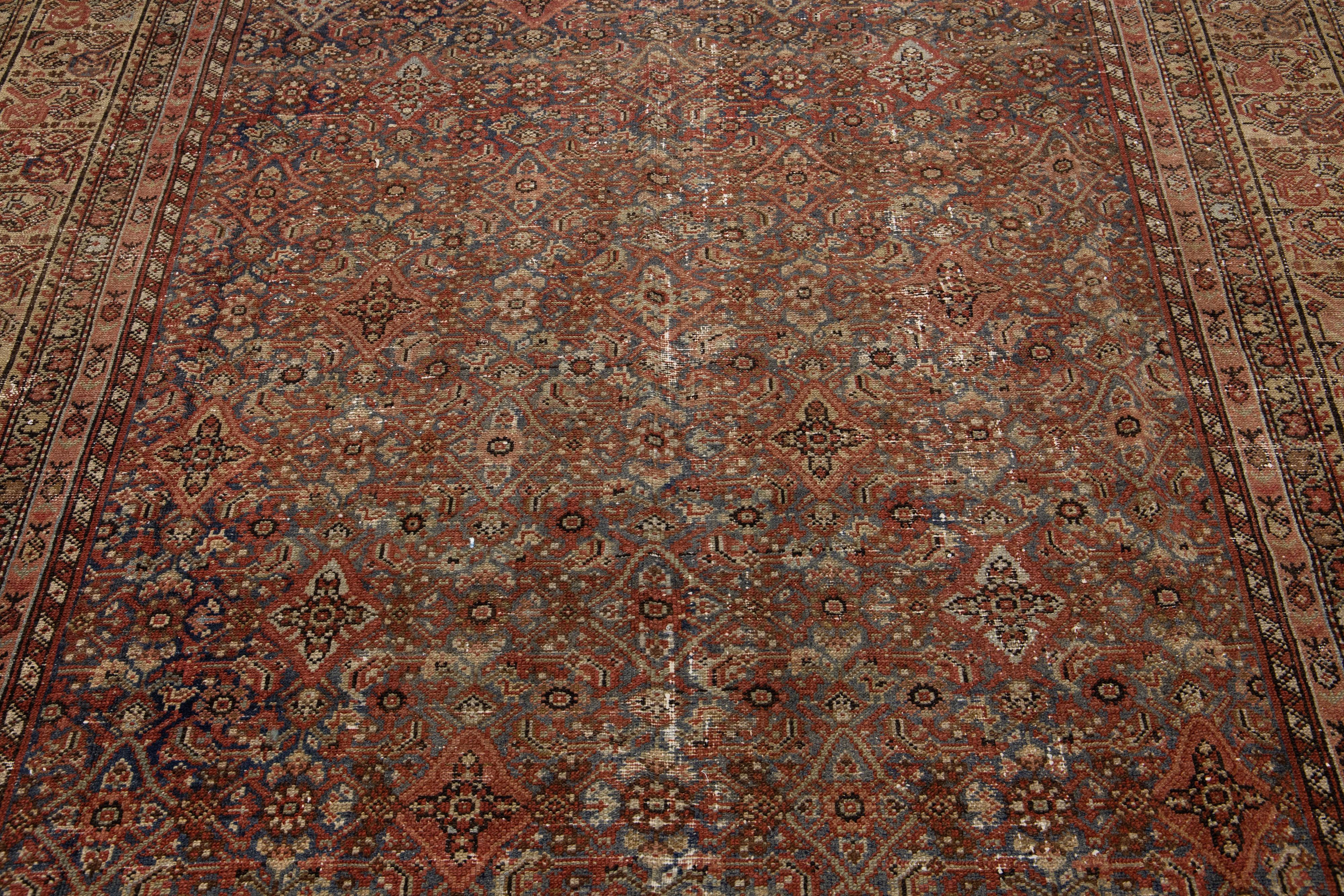 Handmade 1900s Antique Persian Malayer Gallery Wool Rug with Allover Motif For Sale 2