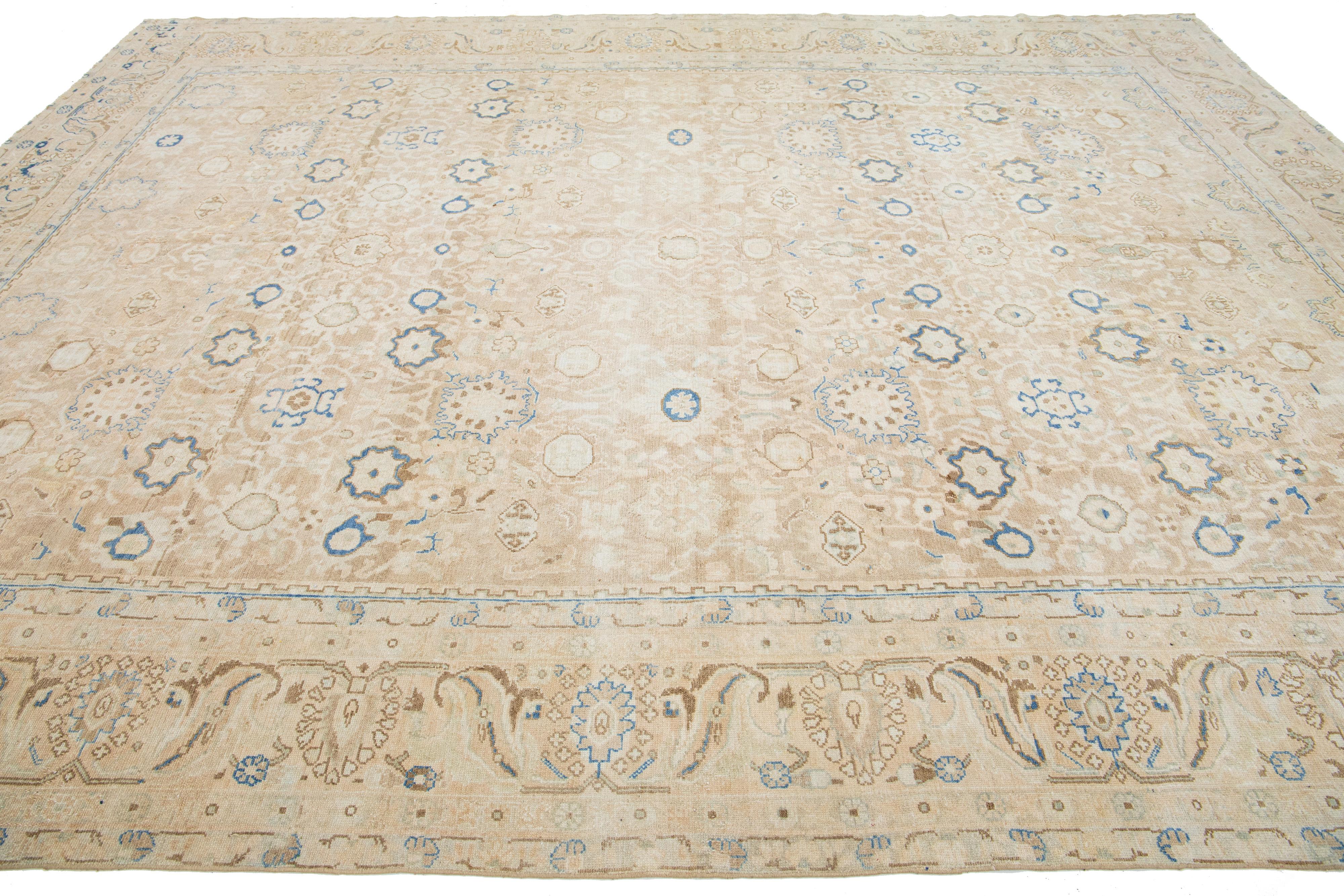 20th Century Handmade 1910s Antique Persian Malayer Wool Rug With Beige Color field For Sale