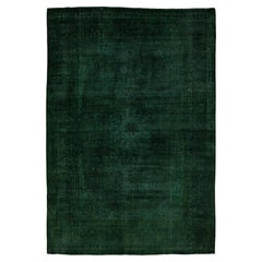 Handmade 1930s Overdyed Persian Designed Wool Rug Oversize In Green