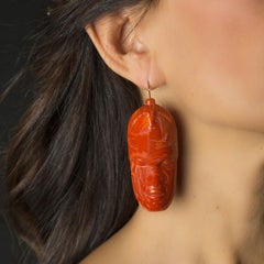 Handmade 1940s Bakelite Earrings Depicting African Faces