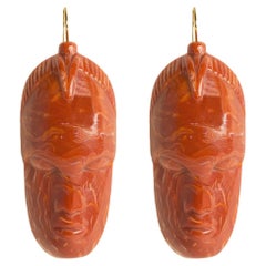 Vintage Handmade 1940s Bakelite Earrings Depicting African Faces