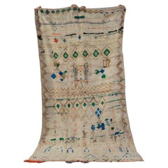 Handmade 1970s Berber Rug 100% Wool Boujad