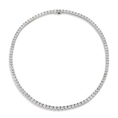 Handmade 19.87 Carat Diamond White Gold Tennis Necklace