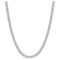 Handmade 19.87 Carat Diamond White Gold Tennis Necklace