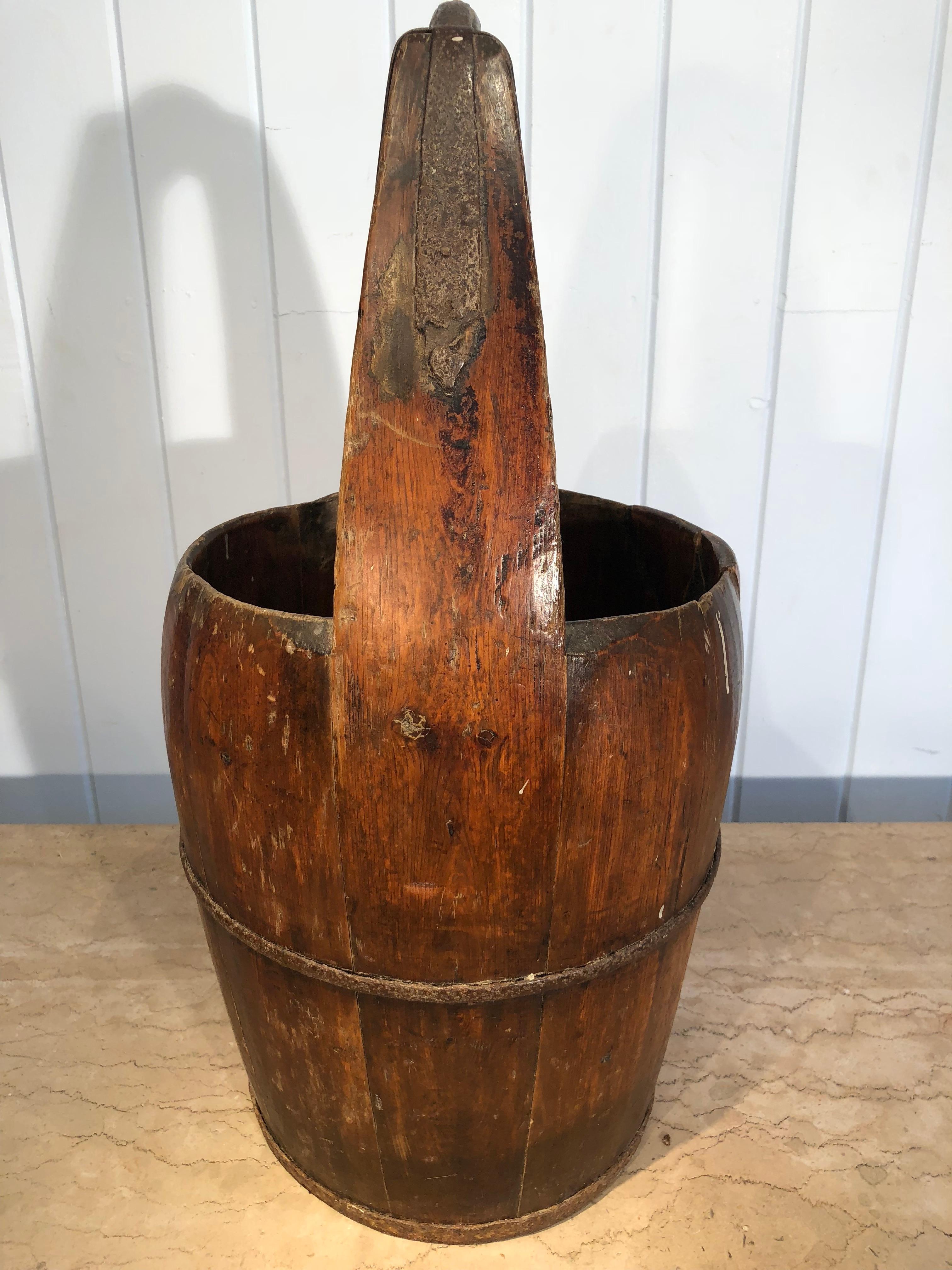 Rustic Handmade 19th Century English Oak Milk Bucket #1