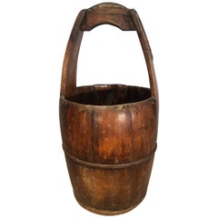 Handmade 19th Century English Oak Milk Bucket #1