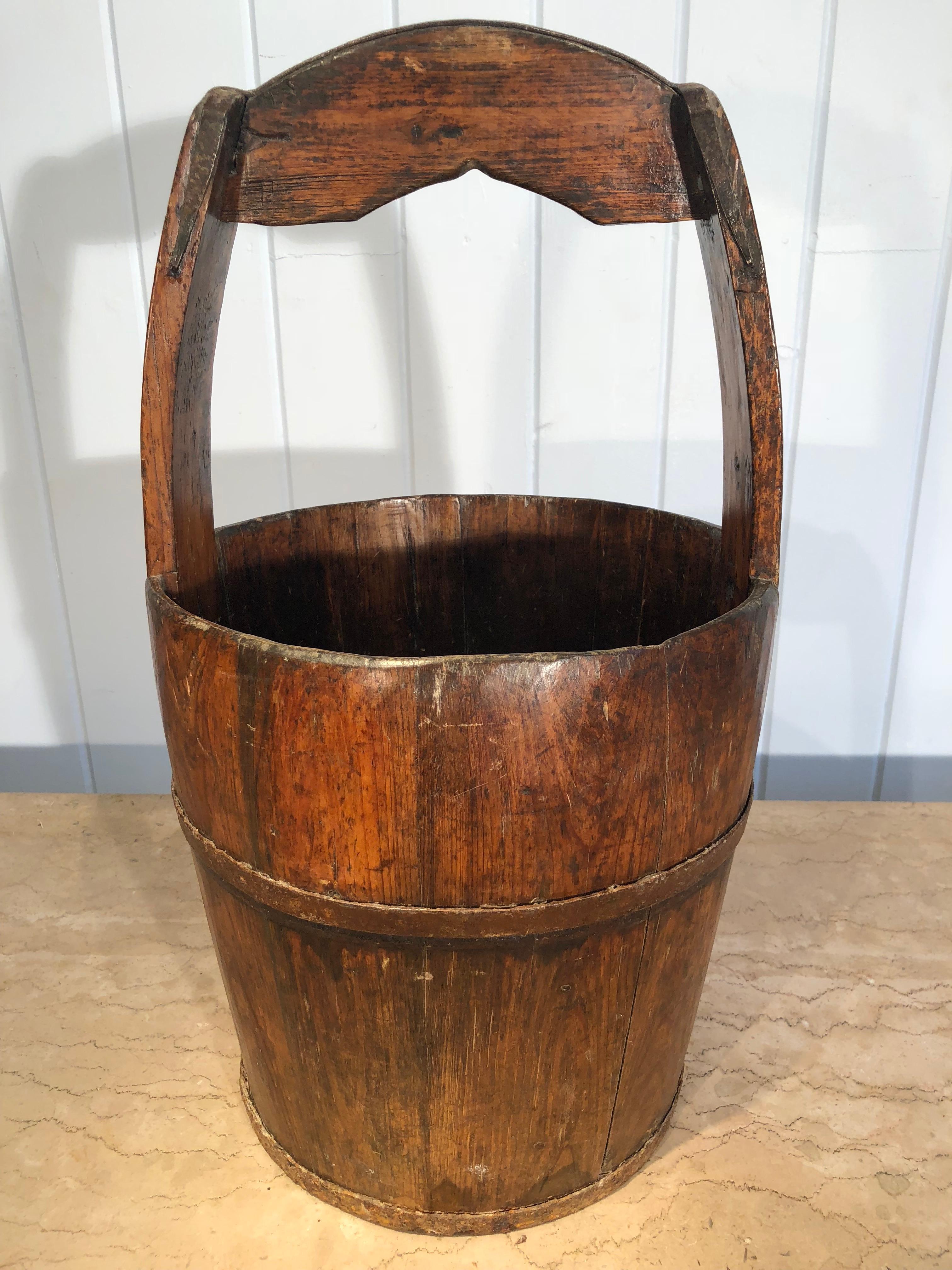 Rustic Handmade 19th Century English Oak Milk Bucket #2