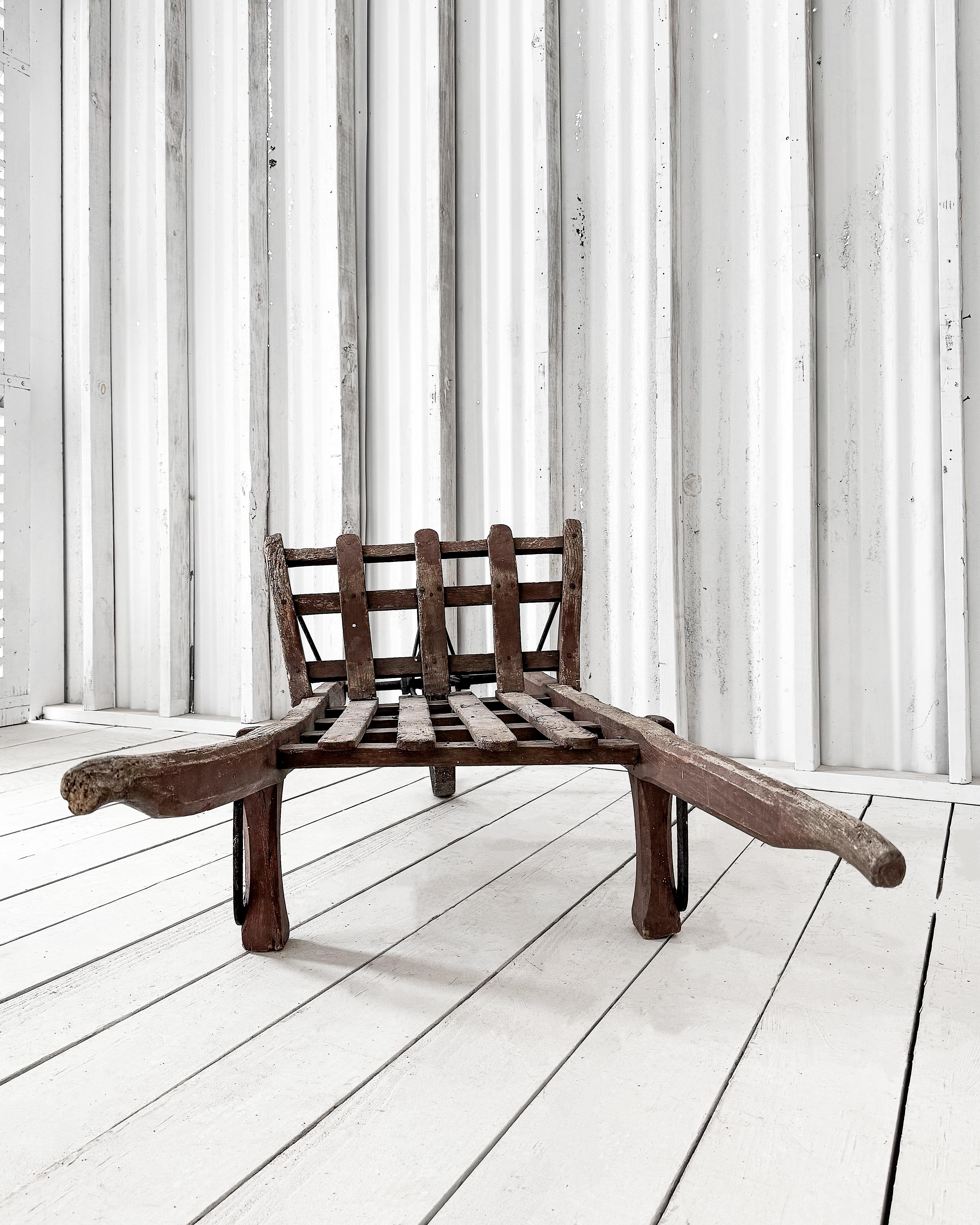 Handmade 19th Century French Rustic Wooden Slat Wheelbarrow For Sale 12