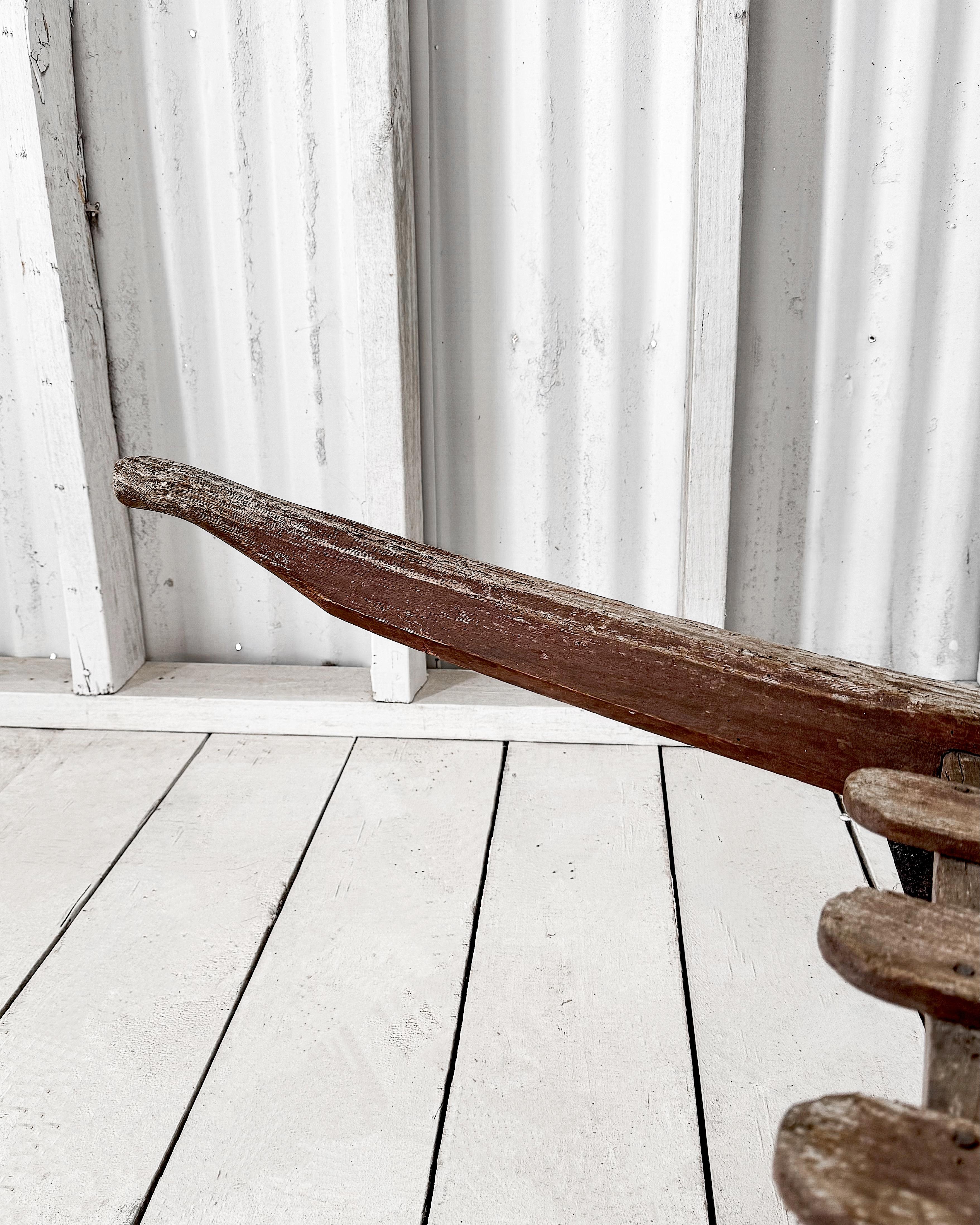 Handmade 19th Century French Rustic Wooden Slat Wheelbarrow For Sale 5