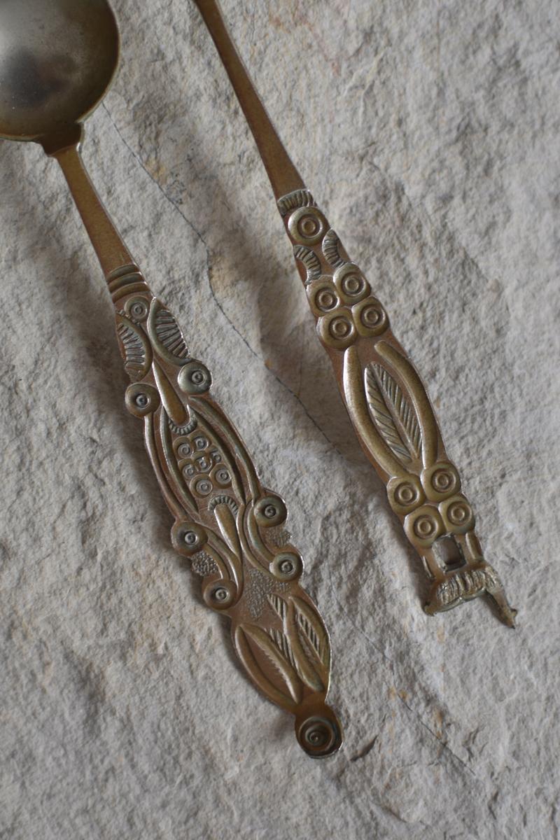 Juego de 2 Cucharas de Té Vintage de Arte Popular Latinoamericano Boliviano en venta