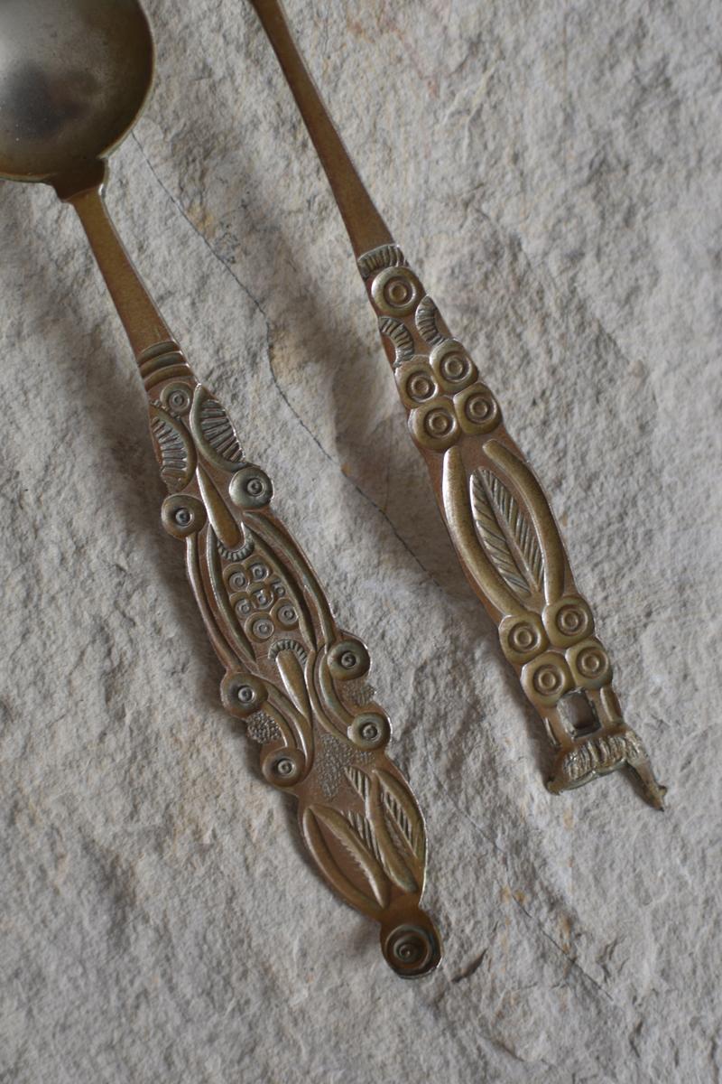 Bolivian Set of 2 Latin American Folk Art Vintage Tea Spoons For Sale