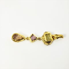 Handmade 21 Karat Yellow Gold and Glass Pendant