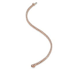 Handmade 2.10 Carat Semi-Bezel Diamond Rose Gold Tennis Bracelet