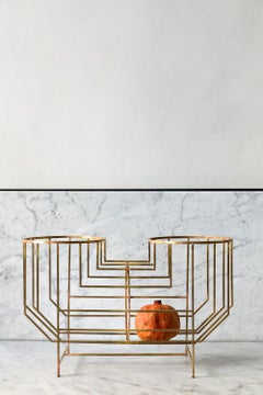 Handmade 21st century brass OHO sculptural centrepiece