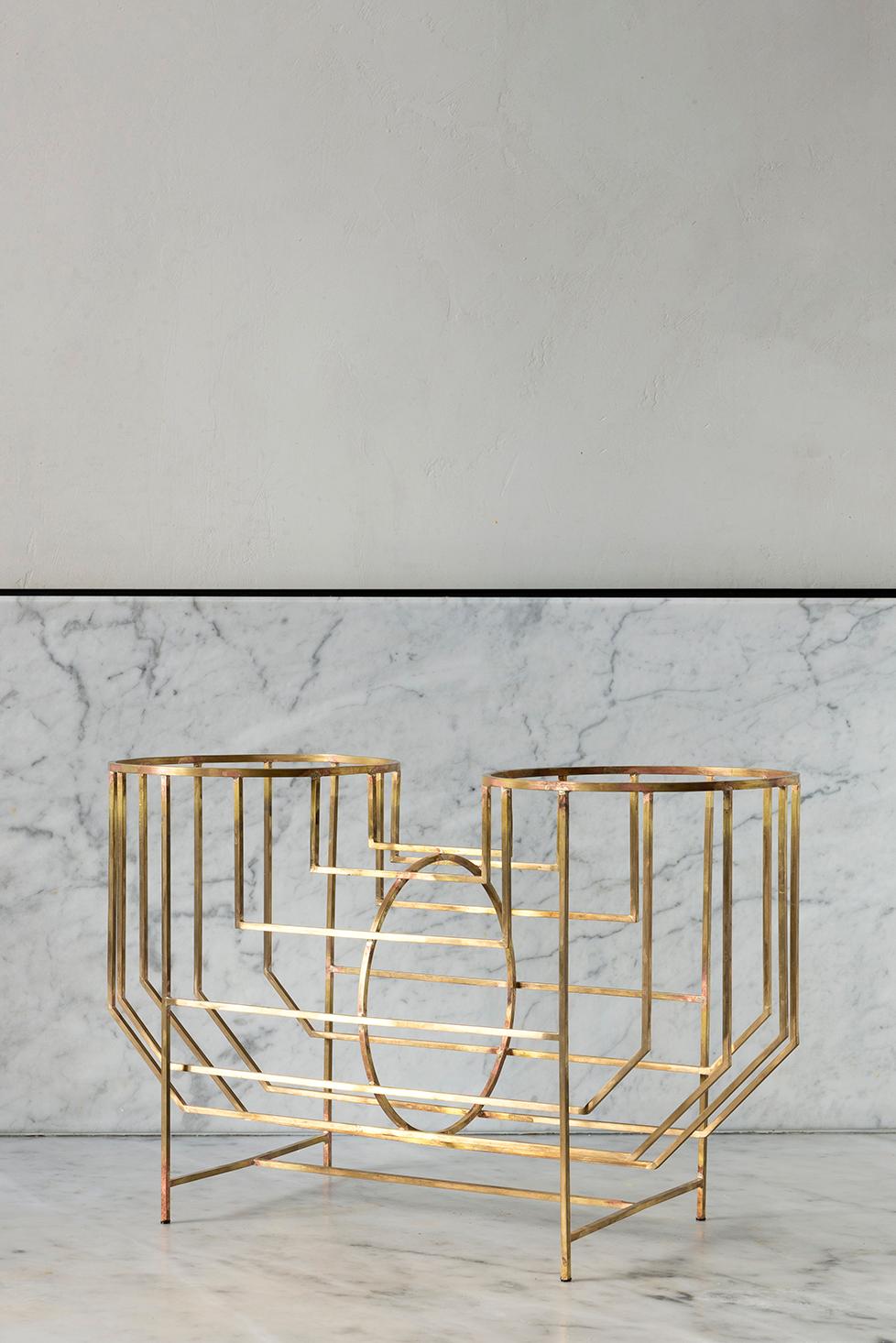 Modern Handmade 21st century brass OHO sculptural centrepiece For Sale