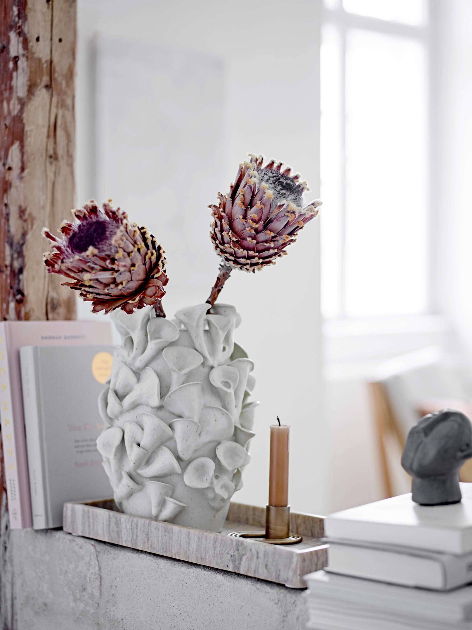Organic Modern Handmade 21st Century Coral Inspired Grey Stoneware Juni Vase