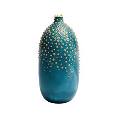 Vase Huxley oblong bleu de Prusse du XXIe siècle fait à la main