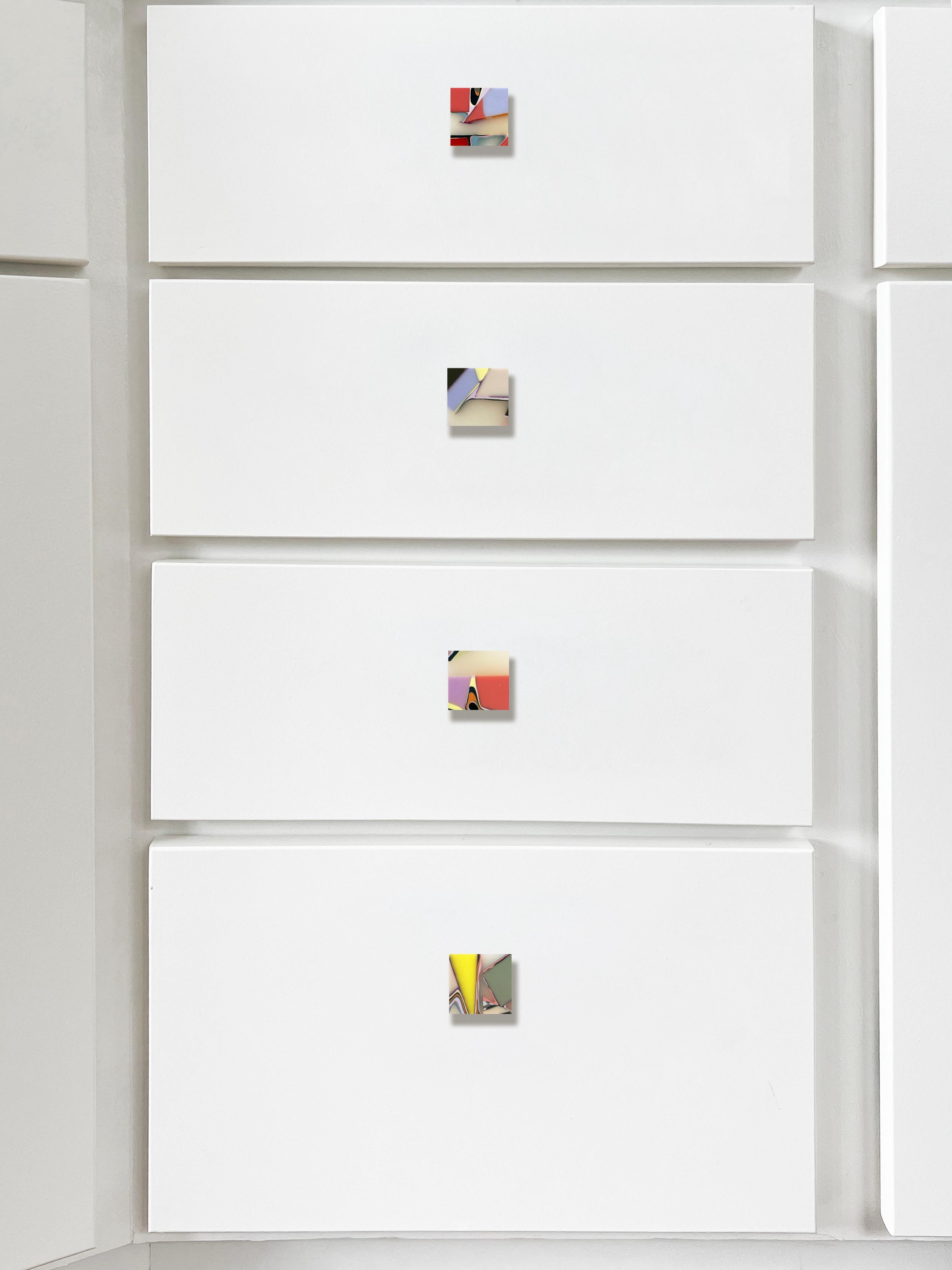 Contemporary Handmade 21st Century Resin Hardware Square Knob in Chameleon by Elyse Graham For Sale