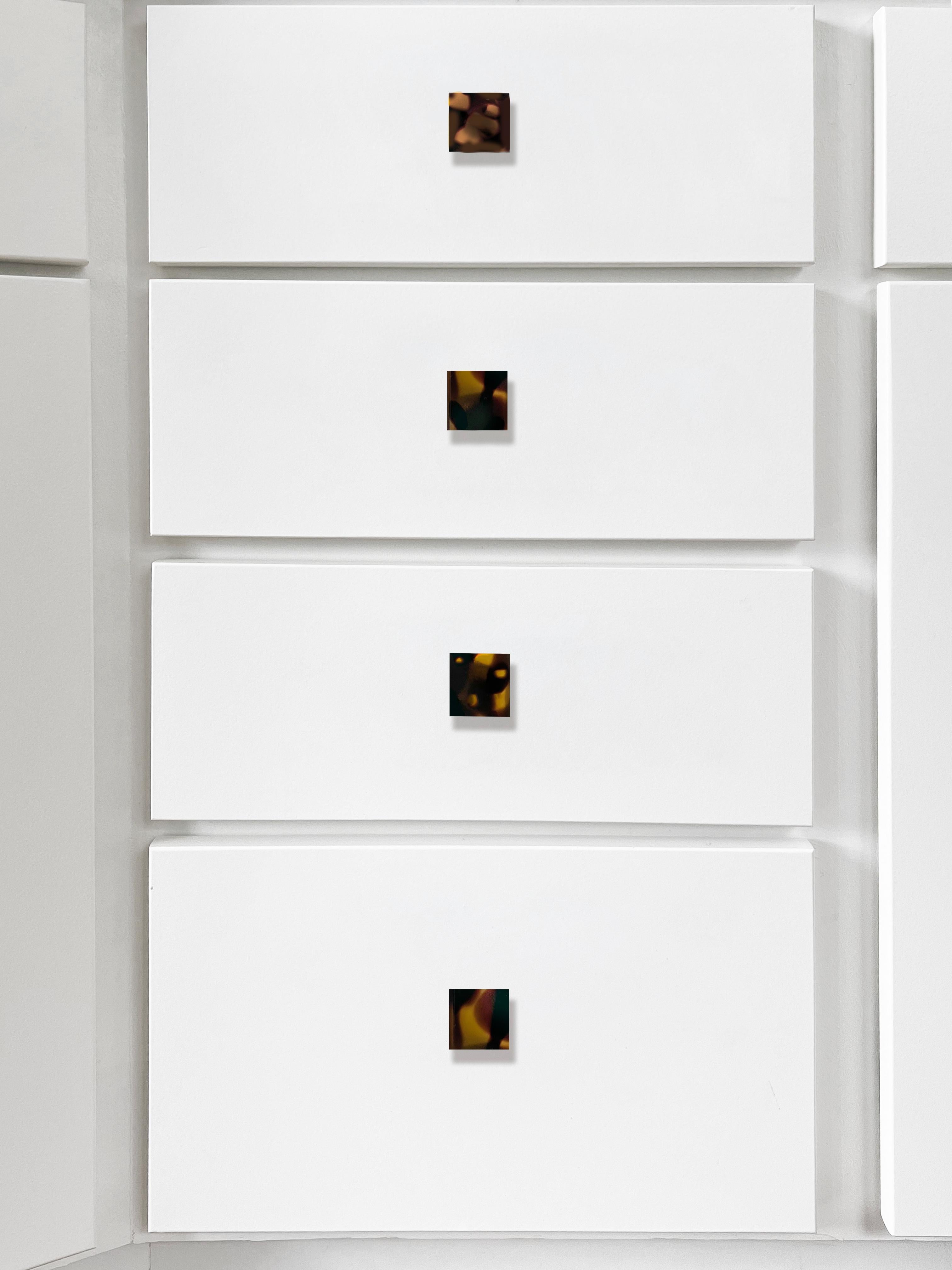 Calco Handmade 21st Century Resin Hardware Square Knob in Tortoise by Elyse Graham in vendita