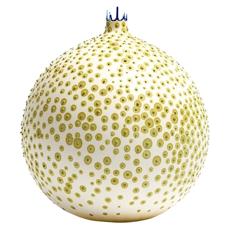 Handmade 21st Century Round Pasteur Vase in Bone White by Elyse Graham