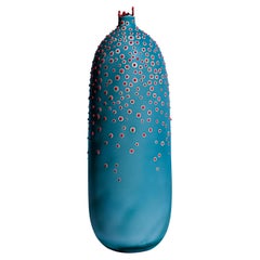 Handmade 21st Century Tall Dubos Vase in Prussian Blue by Elyse Graham