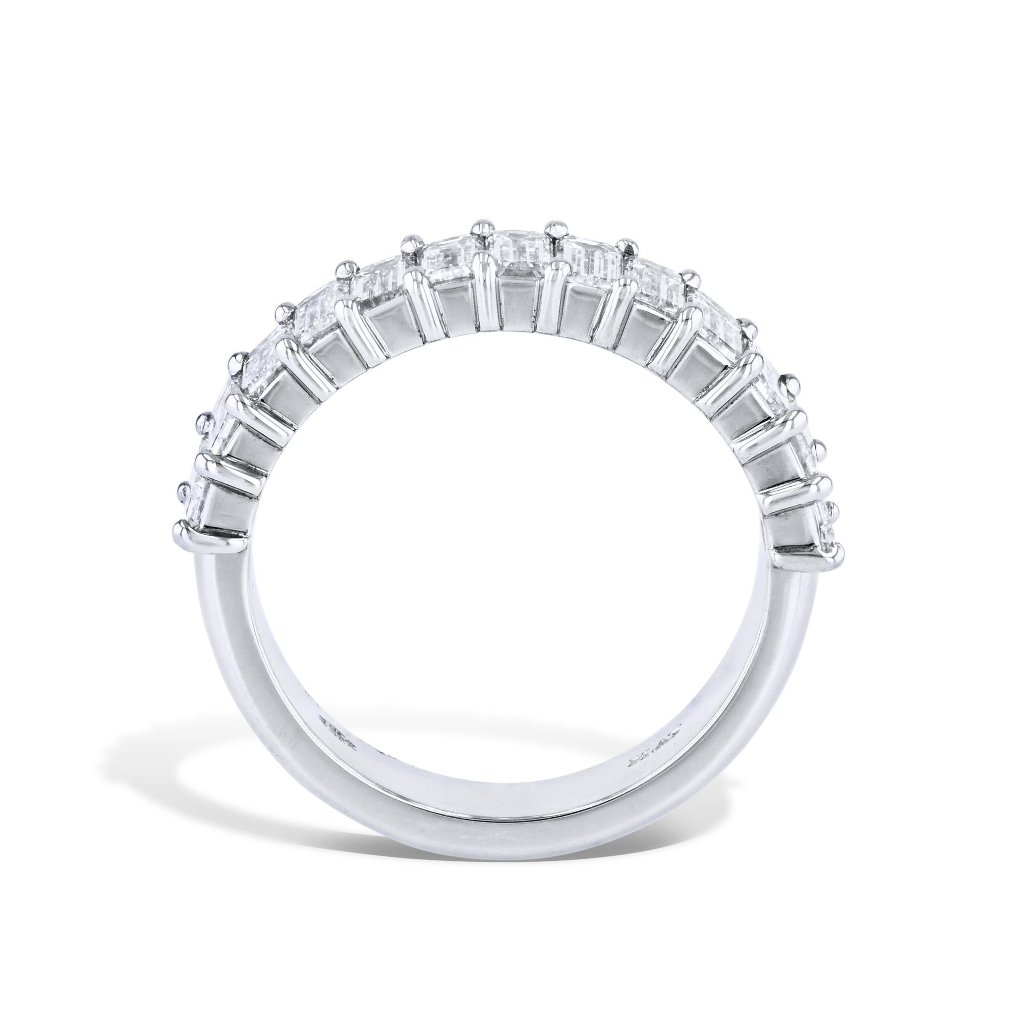 Handmade 2.20 carat Emerald Cut Diamond Platinum Anniversary Ring In New Condition For Sale In Miami, FL