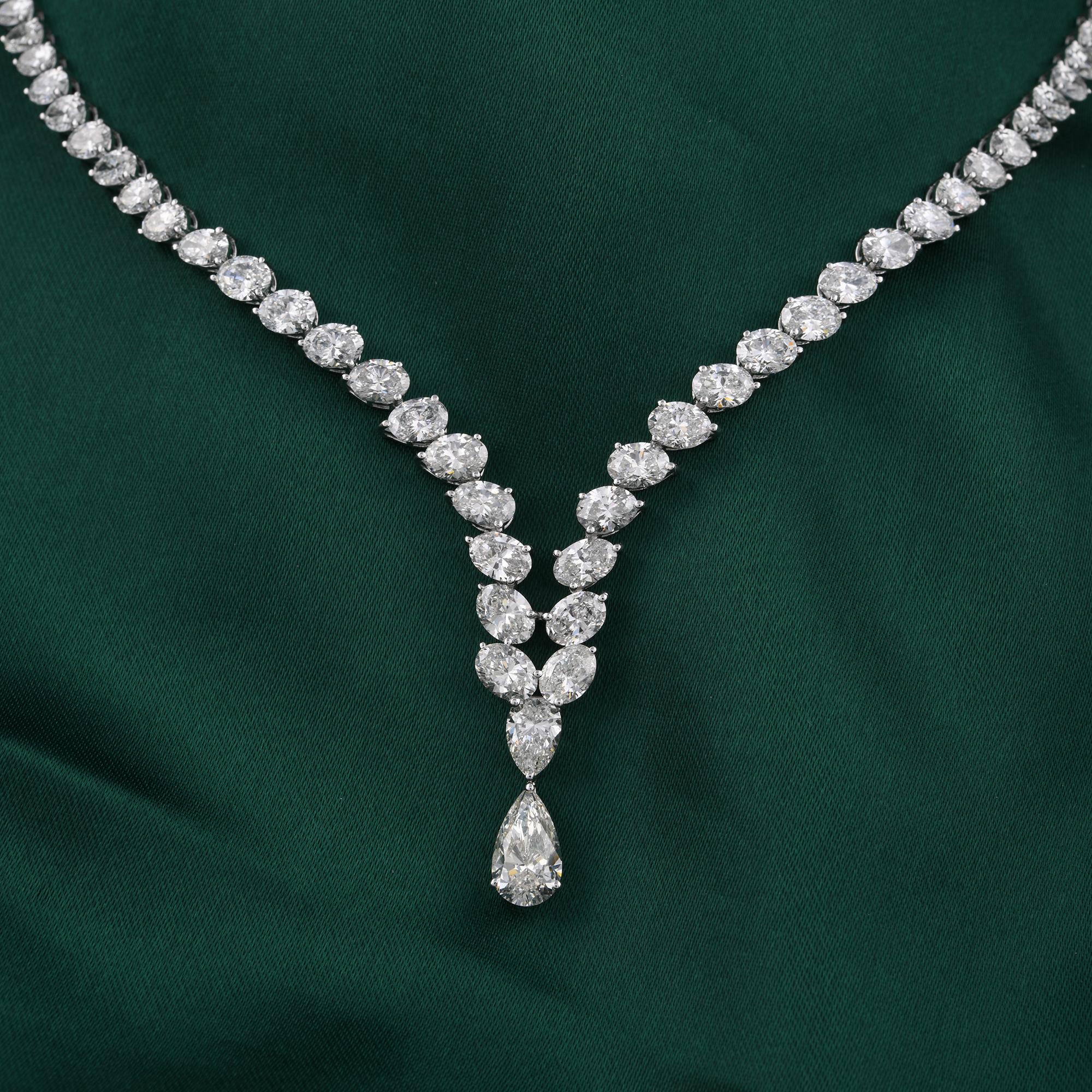 De las mujeres Handmade 24.23Ct Certified Oval Diamond Drop Necklace in 14 Karat White Gold en venta