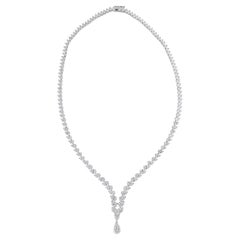 Handmade 24.23Ct Certified Oval Diamond Drop Necklace in 18 Karat White Gold