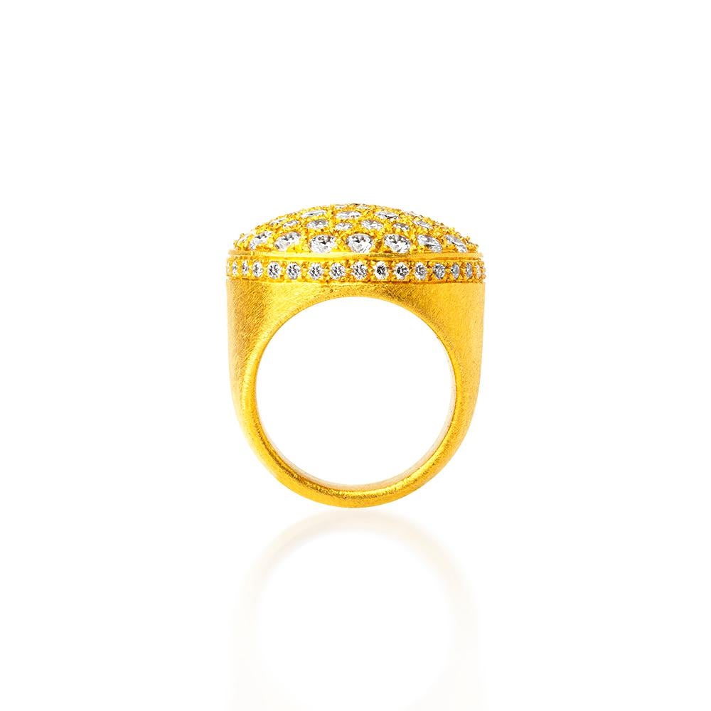 For Sale:  Handmade 24K Gold Round Ring Decorated with Fine Quality Diamonds 4