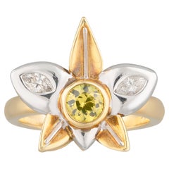 Handmade 2in1 18ct Yellow/White Gold Yellow Sapphire and Diamond Ring/Pendant
