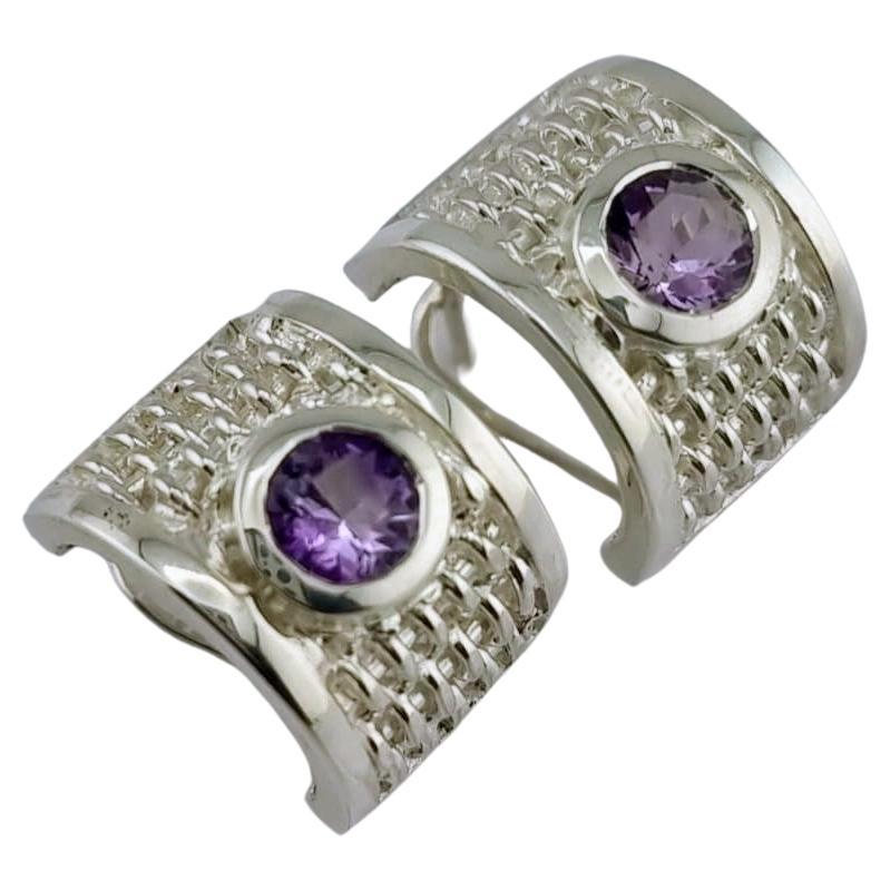 Handmade Lever-Back Earring with Basket Weave Design in Sterling Silver In New Condition For Sale In Lanham, MD