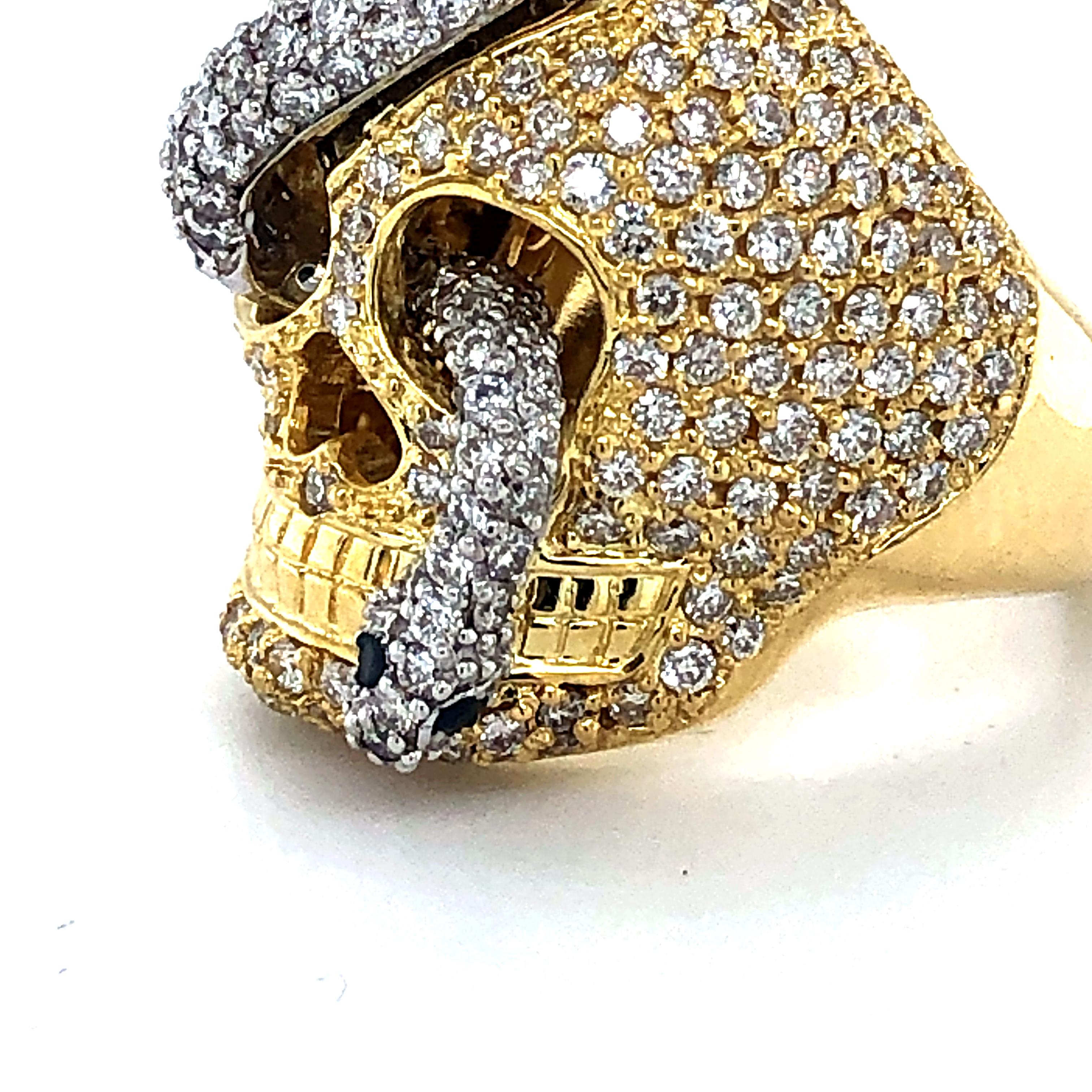18kt White & Yellow Gold Diamond Snake and Skull Ring  Handmade 4.95ct  3