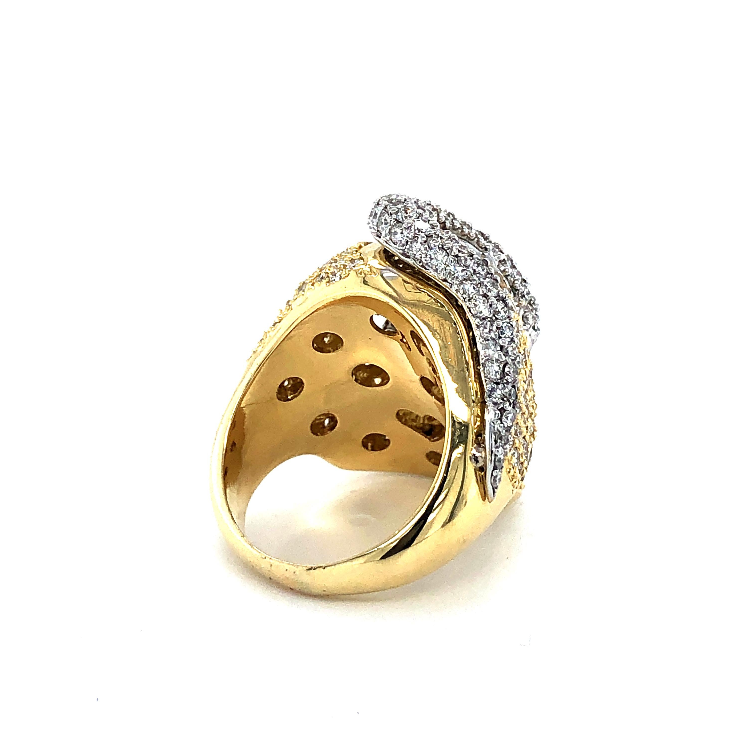 18kt White & Yellow Gold Diamond Snake and Skull Ring  Handmade 4.95ct  9