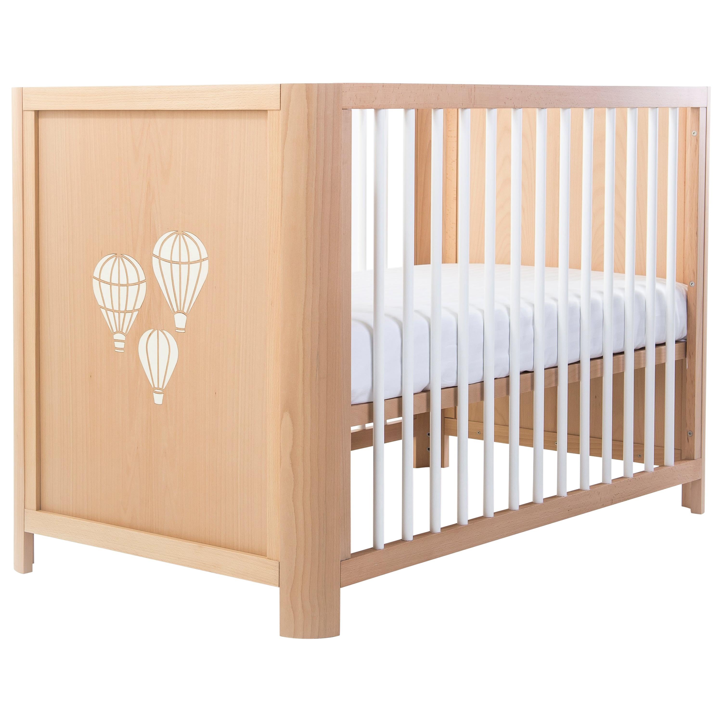 Handmade 5-in-1 Sense of Freedom Crib in Wood by MISK Nursery For Sale