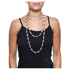 Handmade 56" Peruvian Pink Opal Necklace, Peridot, Amethyst, Apatite