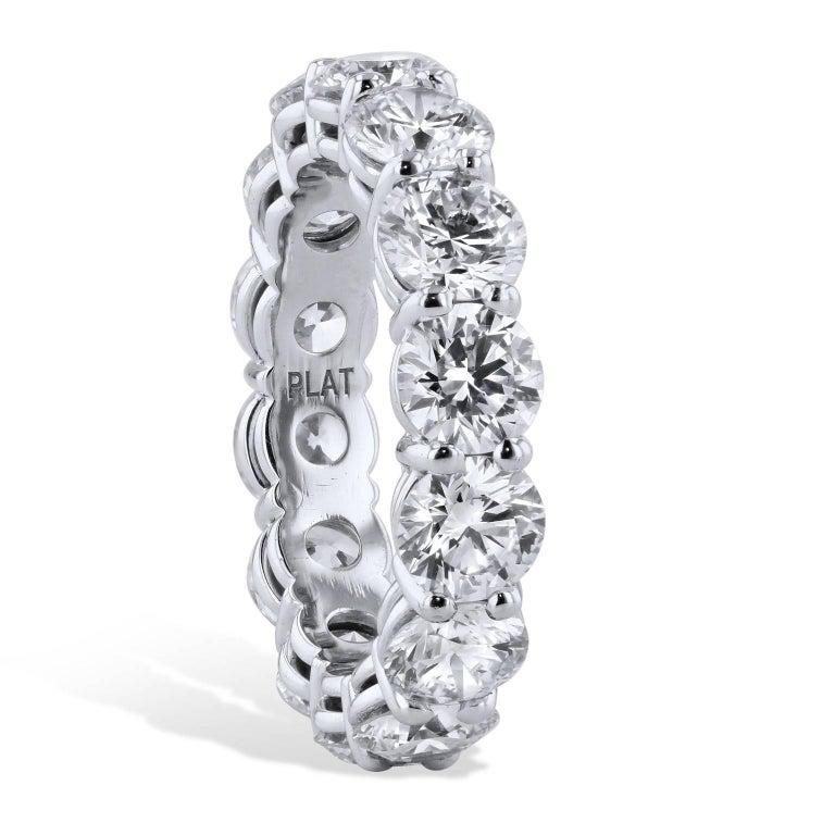 Brilliant Cut Handmade 5.83 Carat Diamond Shared-Prong Eternity Band Ring For Sale