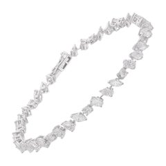 Pulsera de tenis hecha a mano con diamantes talla múltiple de 6,48 quilates Joyas de oro blanco de 14 quilates