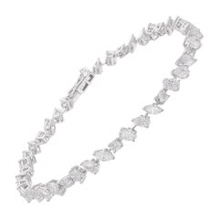 Pulsera de tenis hecha a mano con diamantes talla múltiple de 6,48 quilates Joyas de oro blanco de 18 quilates