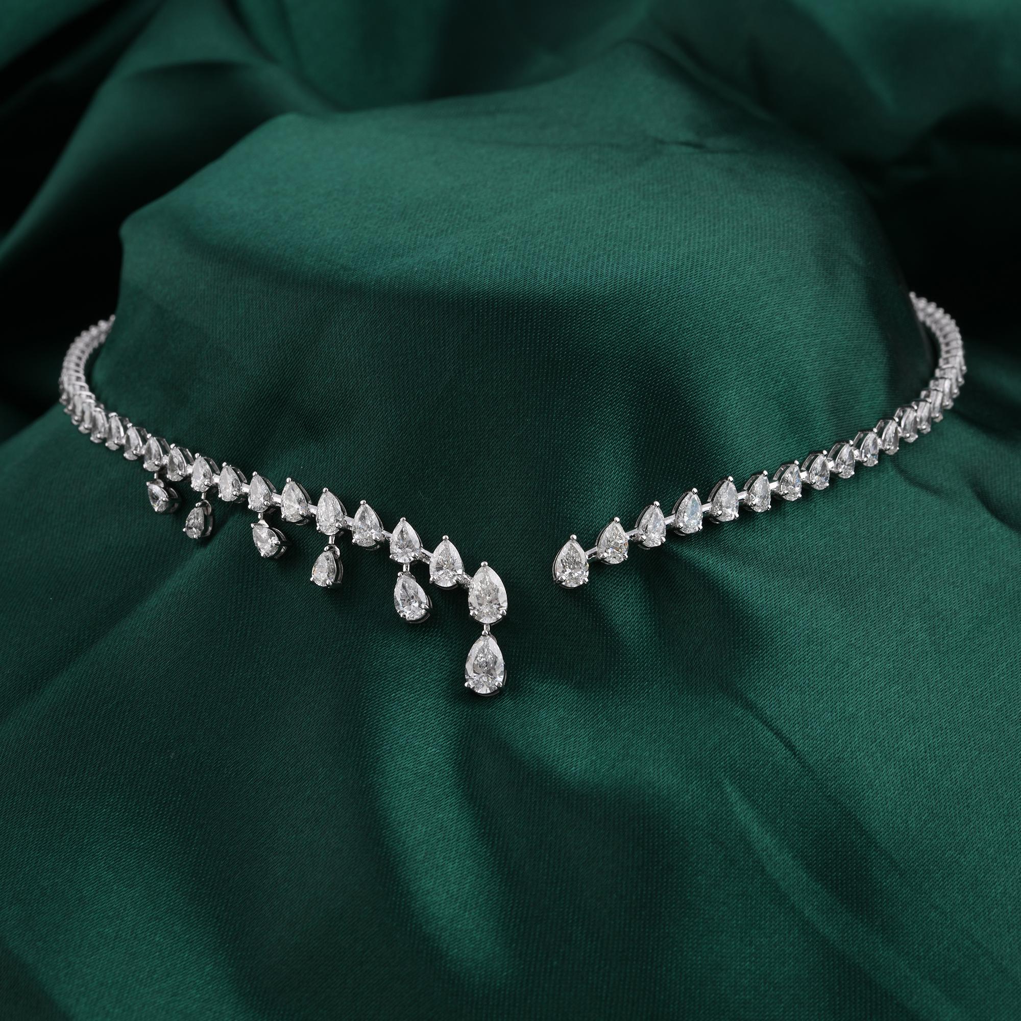 H. Hiting 6.75 Carat SI/H Diamond Drop Collar Necklace 14 Karat White Gold Neuf - En vente à Diera, Dubai