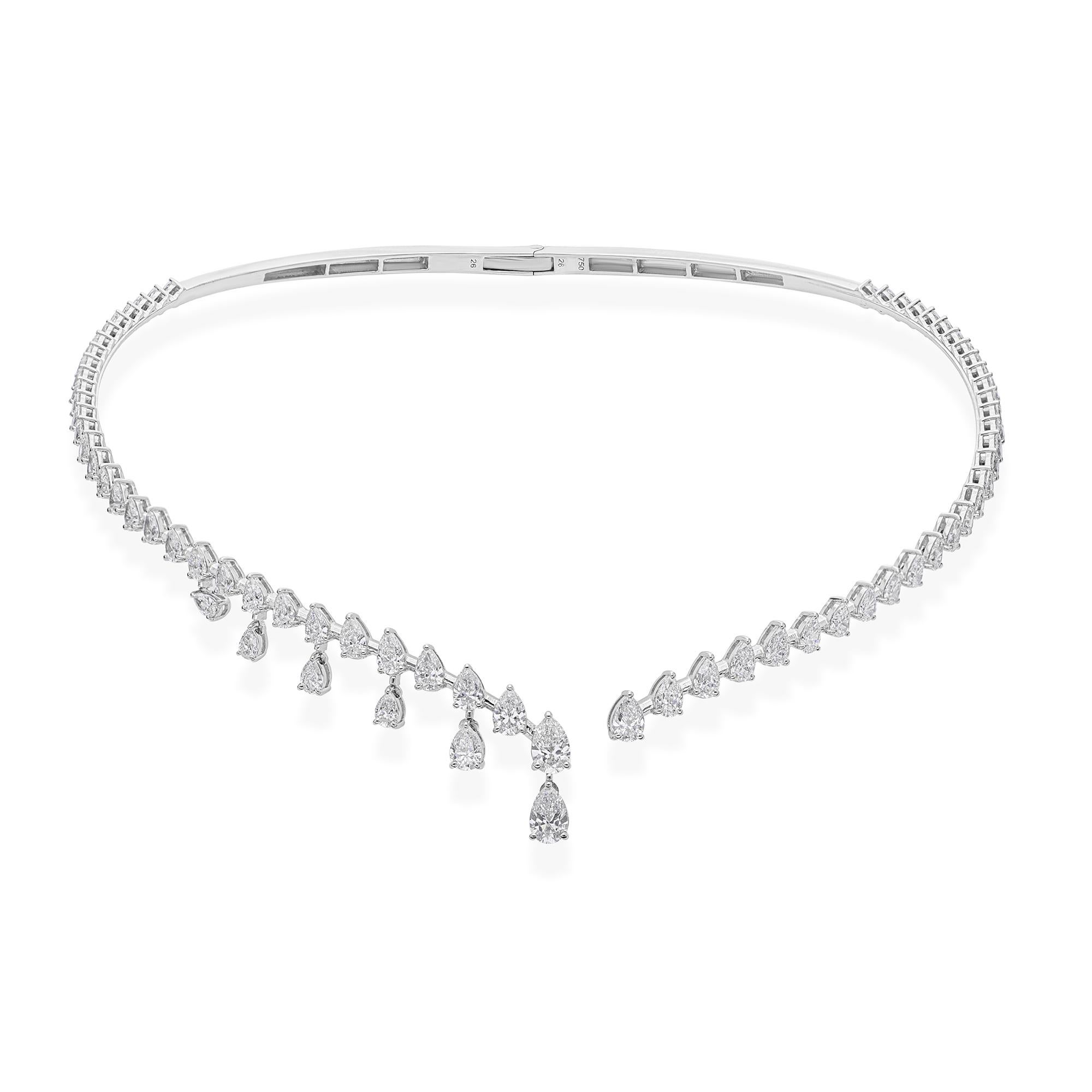 H. Hiting 6.75 Carat SI/H Diamond Drop Collar Necklace 14 Karat White Gold Pour femmes en vente