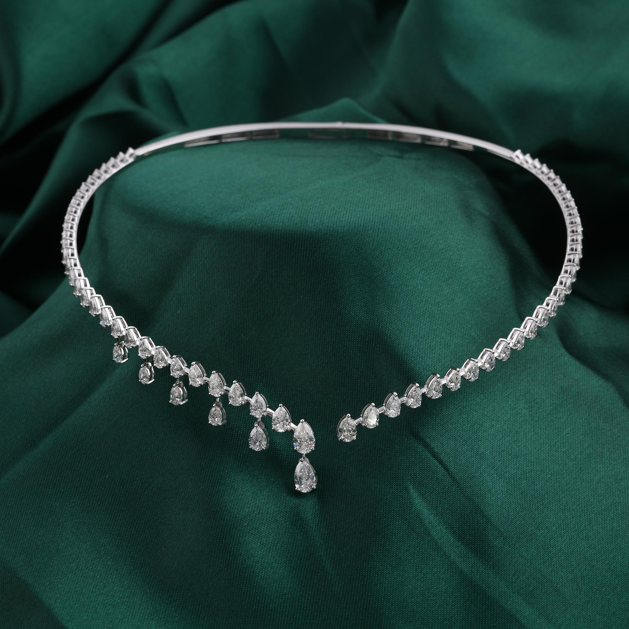 Moderno Collana con diamanti a goccia fatta a mano da 6,75 carati SI/H in oro bianco 18 carati in vendita